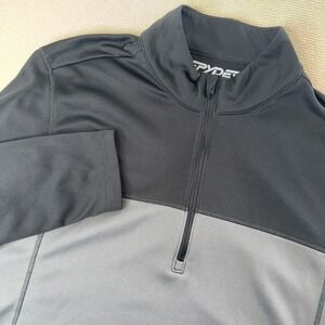 Spider Mens XXL Pullover Sweatshirt Top Golf Activewear Black/Gray 1/4 Zipper